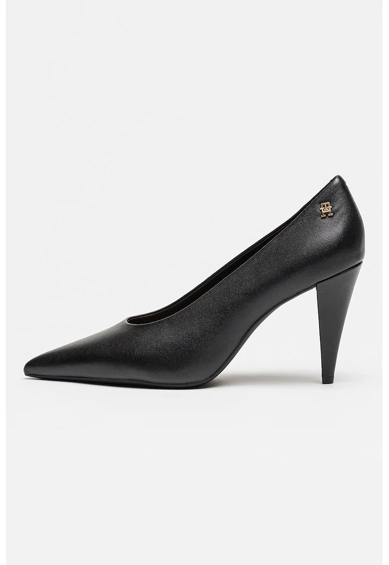 Pantofi din piele cu toc Smooth, Negru