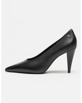Pantofi din piele cu toc Smooth, Negru
