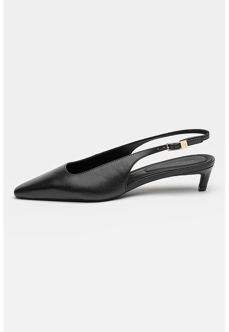 Pantofi slingback din piele, Negru