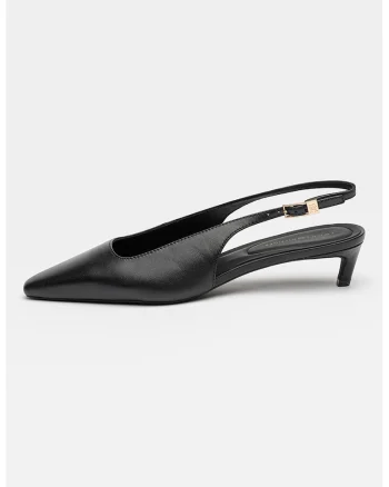 Pantofi slingback din piele, Negru