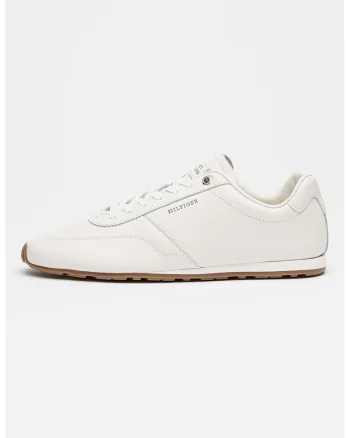 Pantofi sport Lorun din piele cu imprimeu logo lateral, Maro taupe deschis