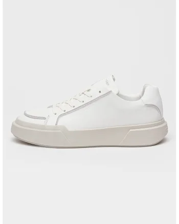 Pantofi sport din piele cu aspect masiv, Alb