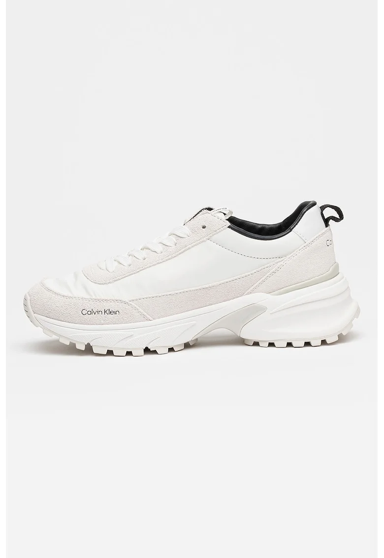 Pantofi sport Trailblazer cu insertii din piele intoarsa, Alb/Grej