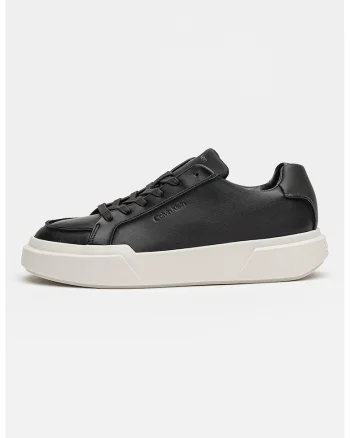 Pantofi sport din piele cu aspect masiv, Negru
