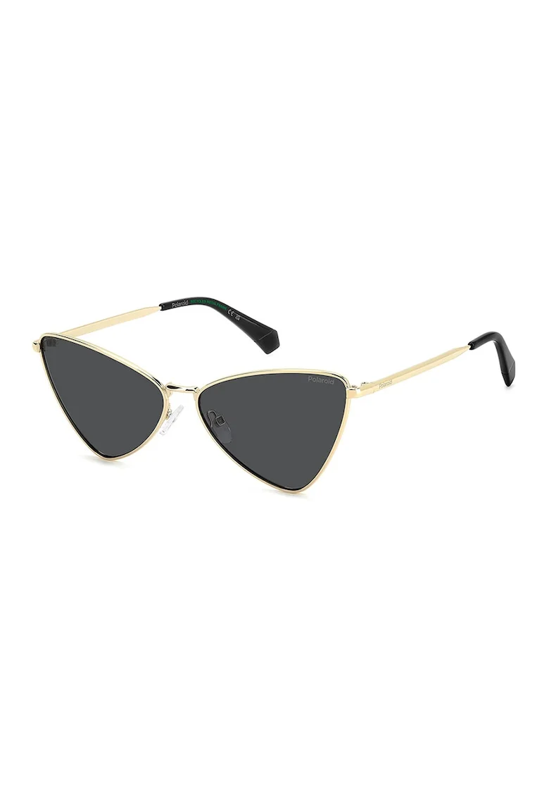 Ochelari de soare cat-eye cu rama din otel inoxidabil, Auriu/Negru