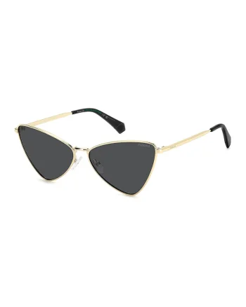 Ochelari de soare cat-eye cu rama din otel inoxidabil, Auriu/Negru