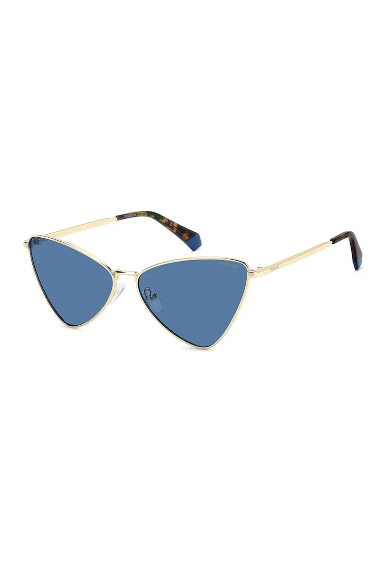 Ochelari de soare cat-eye cu rama din otel inoxidabil, Auriu/Maro