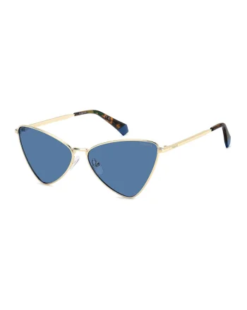 Ochelari de soare cat-eye cu rama din otel inoxidabil, Auriu/Maro