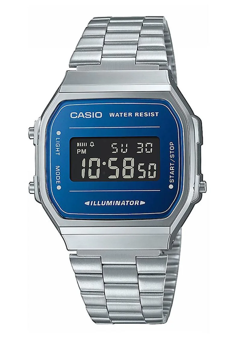 Ceas digital unisex, Argintiu/Albastru royal