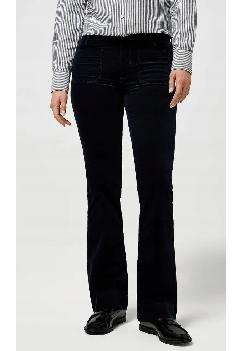 Pantaloni dama  Flare 623, talie inalta, evazati, bleumarin