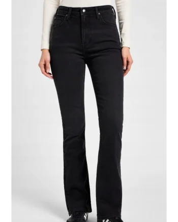 Blugi dama,  bootcut, negru, bumbac, Negru