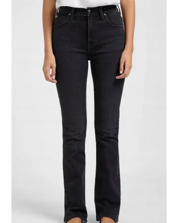Blugi de dama  Breese Bootcut, negru, elastic, talie ridicata, croiala evazata