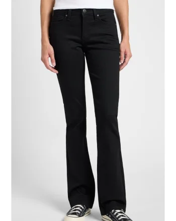 Pantaloni dama,  bootcut, negru, bumbac/poliester