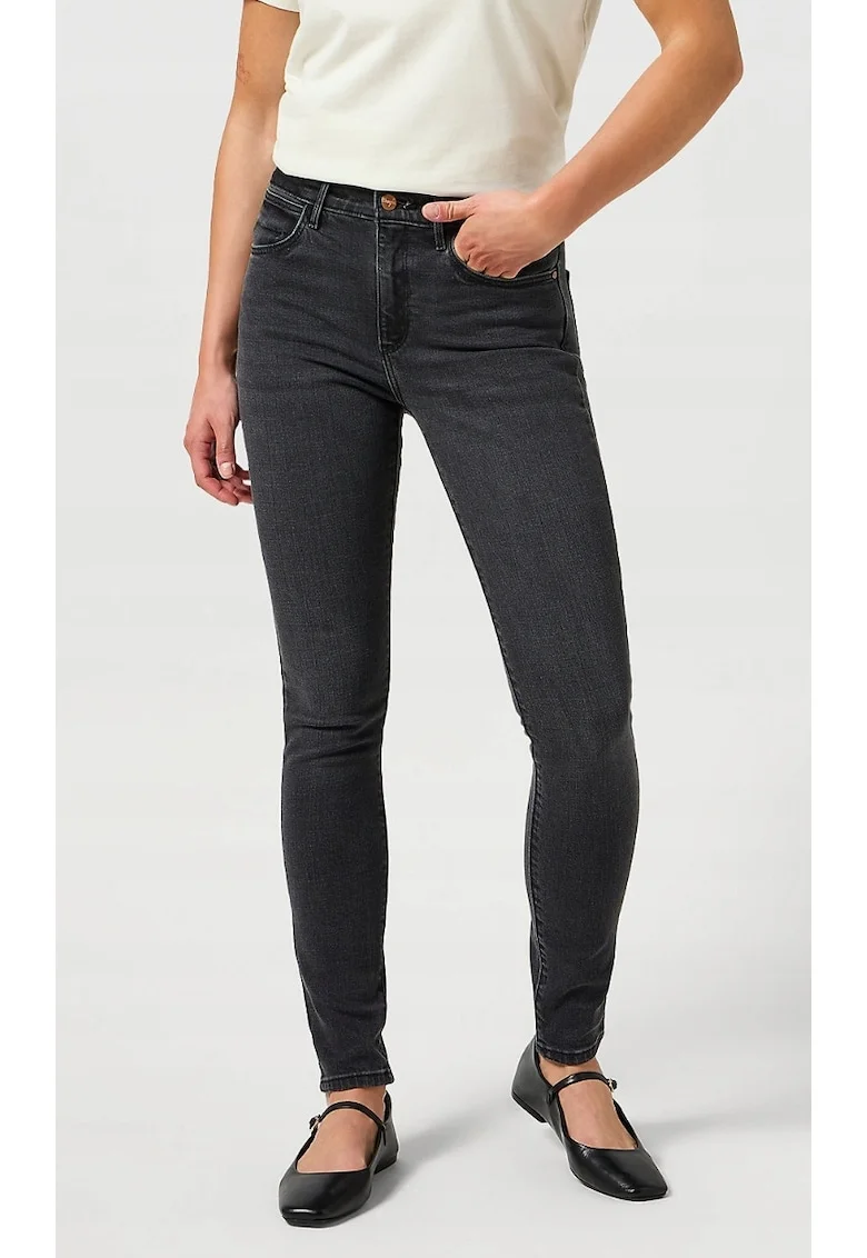 Blugi dama,  HIGH SKINNY, talie inalta, negru, Negru