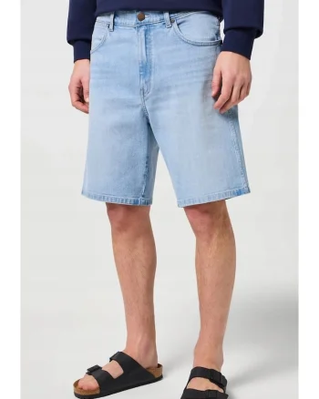 Pantaloni scurti barbati,  Frontier, denim deschis, relaxat, albastru, bumbac,