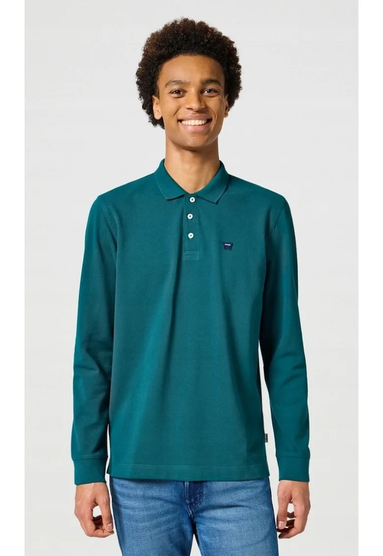 Bluza polo  croiala regulata, bumbac, turcoaz