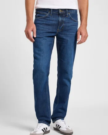 Blugi Barbati,  Daren Zip Fly, Slim Fit, Talie Medie, 5 Buzunare, Fermoar, Lungi, Bumbac, W33-L34 US, Albastru