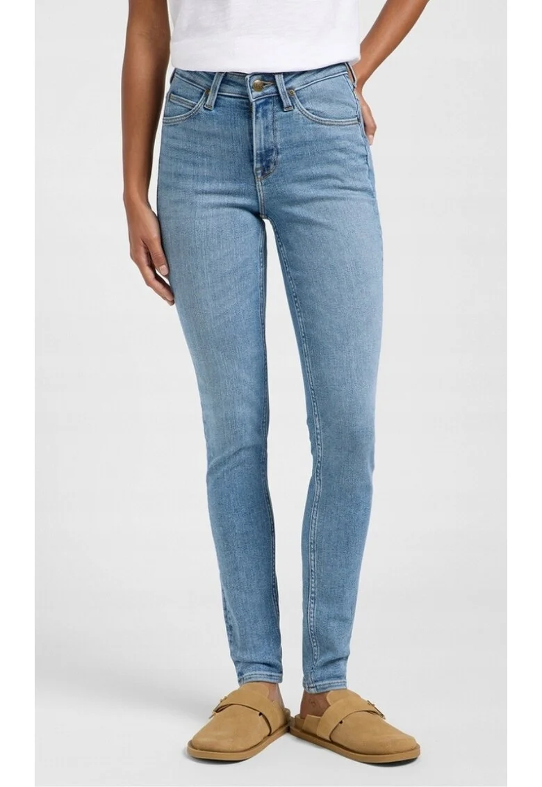 Pantaloni jeans dama  Scarlett High, skinny, talie inalta, albastru, elastic,