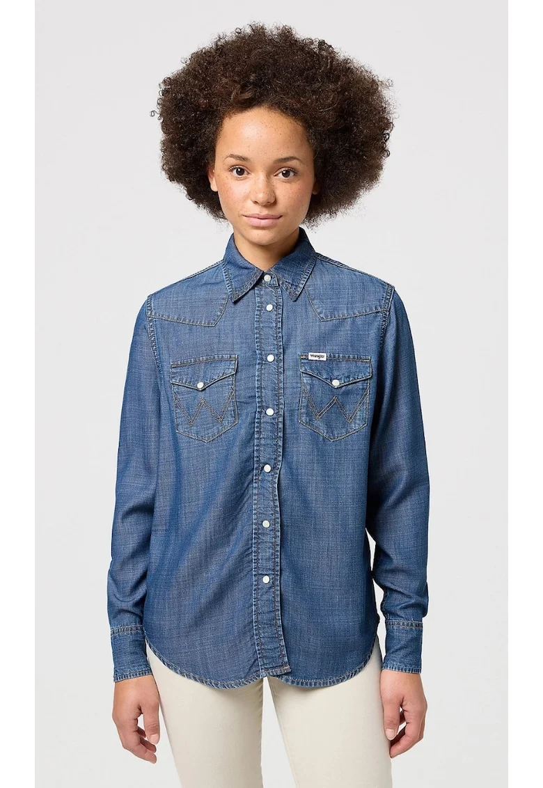 Camasa  Heritage, denim, croiala regulata, albastru inchis, 100% lyocell, Albastru