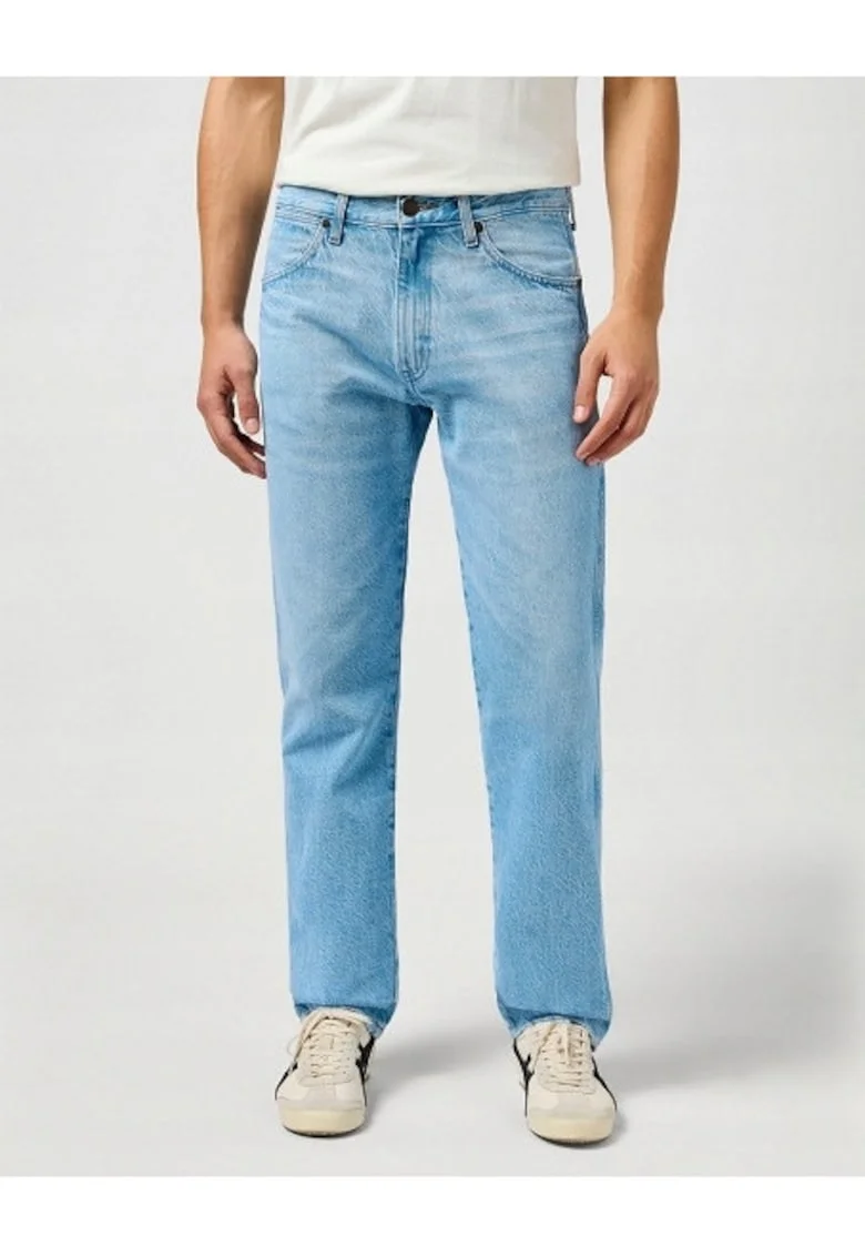 Blugi Barbati,  Frontier, Straight Fit, Talie Medie, 5 Buzunare, Fermoar, Lungi, Bumbac, Albastru, Albastru