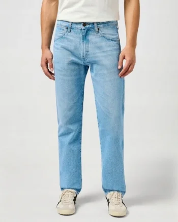 Blugi Barbati,  Frontier, Straight Fit, Talie Medie, 5 Buzunare, Fermoar, Lungi, Bumbac, Albastru, Albastru