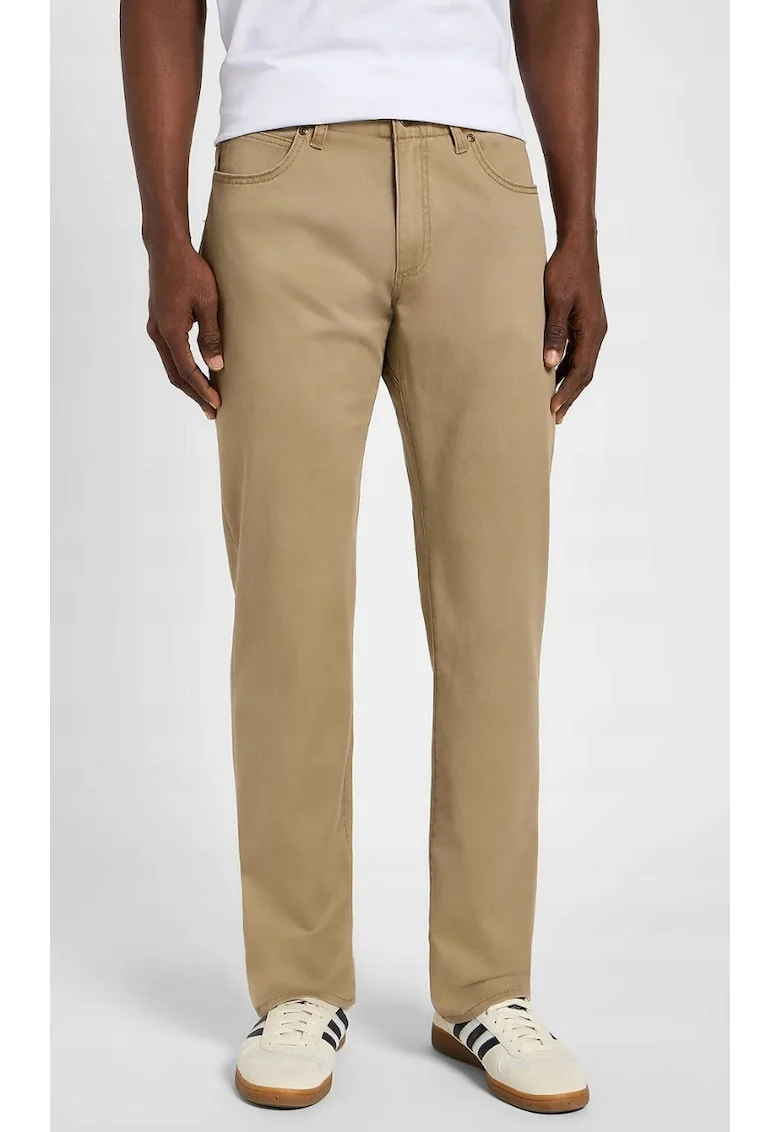 Blugi barbati  straight fit, bej, bumbac, talie inalta
