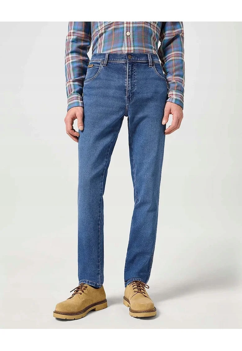 Blugi Barbati,  Texas Slim, Straight Fit, Talie Medie, 5 Buzunare, Fermoar, Lungi, Bumbac, W38-L36 US, Albastru