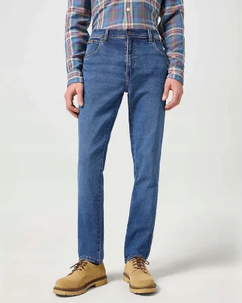 Blugi Barbati,  Texas Slim, Straight Fit, Talie Medie, 5 Buzunare, Fermoar, Lungi, Bumbac, W38-L36 US, Albastru