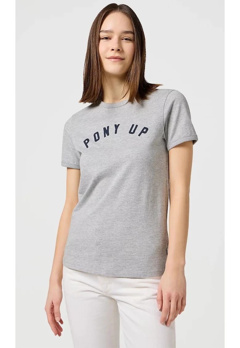 Tricou dama,  RINGER TEE, gri, bumbac, maneca scurta