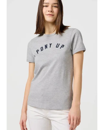 Tricou dama,  RINGER TEE, gri, bumbac, maneca scurta
