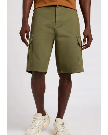 Pantaloni scurti cargo  verde oliv, croiala lejera, 100% bumbac