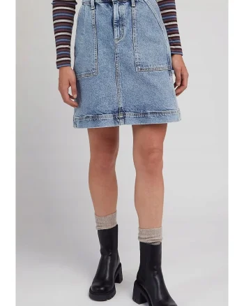 Fusta  model WORKWEAR MILITARY, denim, albastru, fermoar