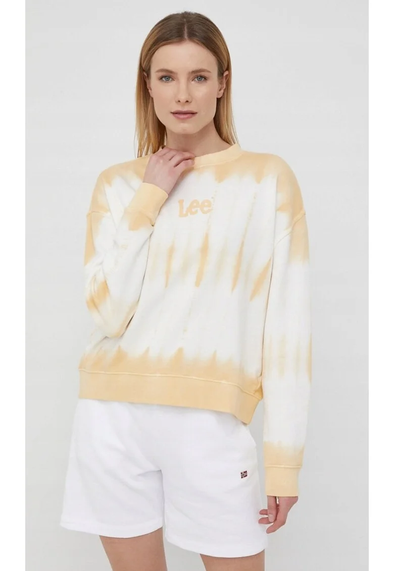 Bluza dama  Tie Dye, bumbac 100%, efect ombre, nuante de auriu-galben-alb