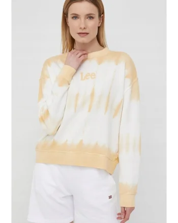 Bluza dama  Tie Dye, bumbac 100%, efect ombre, nuante de auriu-galben-alb