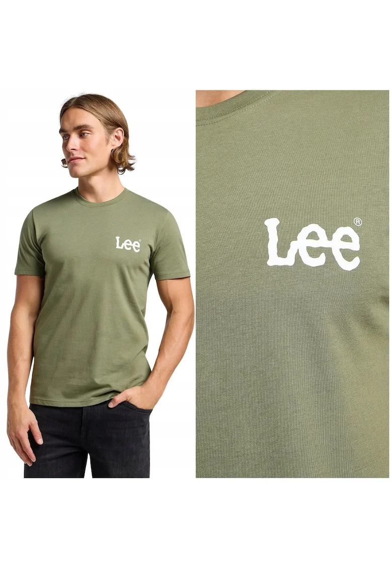 MEDIUM WOBBLY LEE TEE tricou bumbac verde olive cu logo M