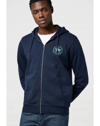 Hanorac barbati,  GRAPHIC ZIP HOODIE, regular fit, albastru, bumbac