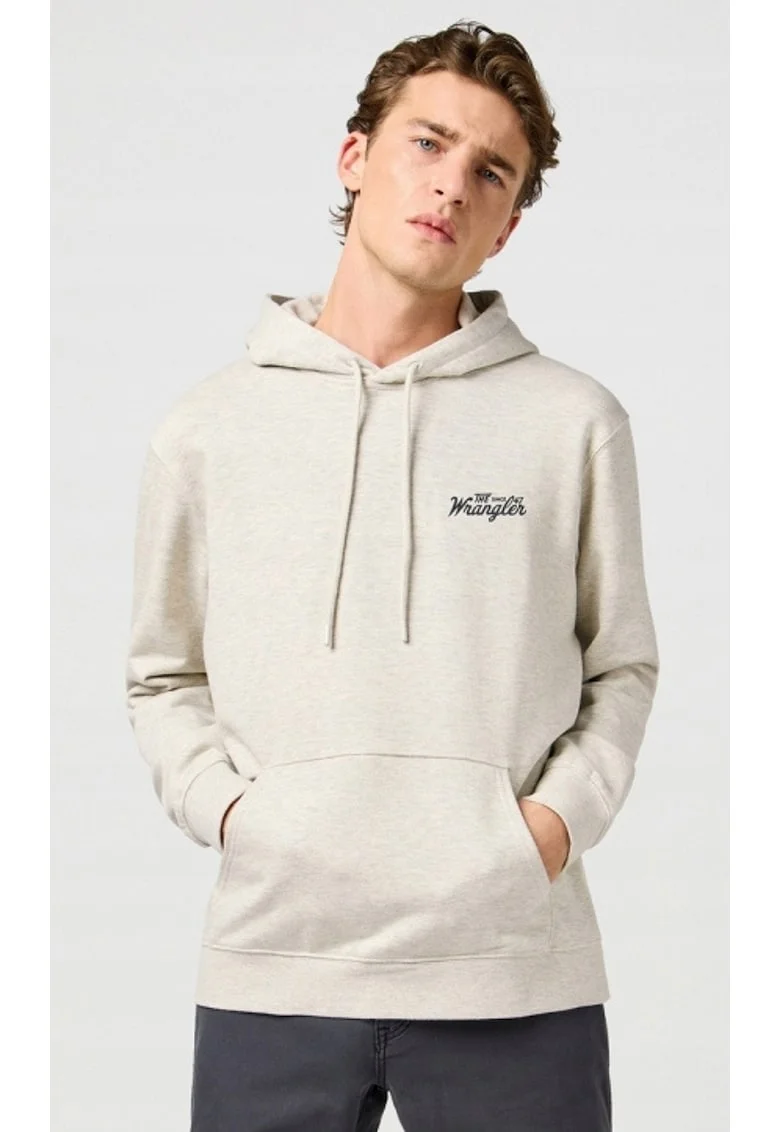 Hanorac barbati,  Americana Hoodie, gri melanj, bumbac, croiala regular fit, buzunar cangur