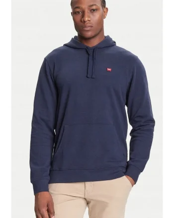 Hanorac barbati  Sign Off Hoodie, bleumarin, croiala regular fit, 100% bumbac, buzunar cangur