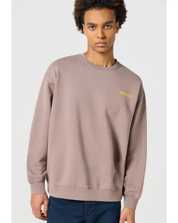 Hanorac barbati,  Crewneck Sweatshirt, bej-maro, imprimeu pe spate, 100% bumbac