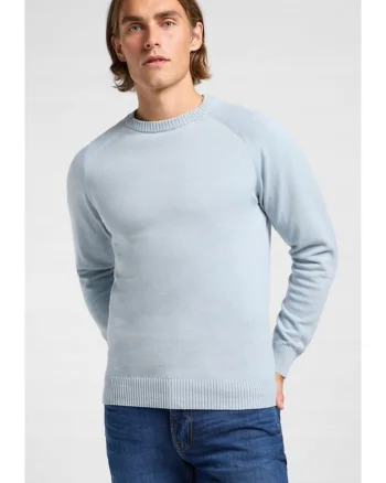 Pulover barbati,  CLEAN RAGLAN SWEATER, slim fit, albastru, bumbac