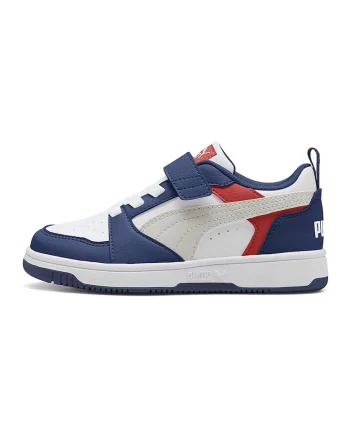 Pantofi sport Rebound V6 din piele ecologica cu velcro, Alb/Albastru inchis