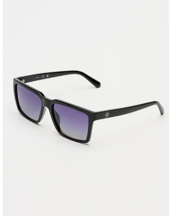 Ochelari de soare dreptunghiulari cu logo, Negru
