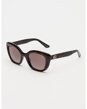 Ochelari de soare cat-eye cu model uni, Negru/Maro
