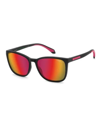 Ochelari de soare patrati cu lentile polarizate, Negru/Fucsia