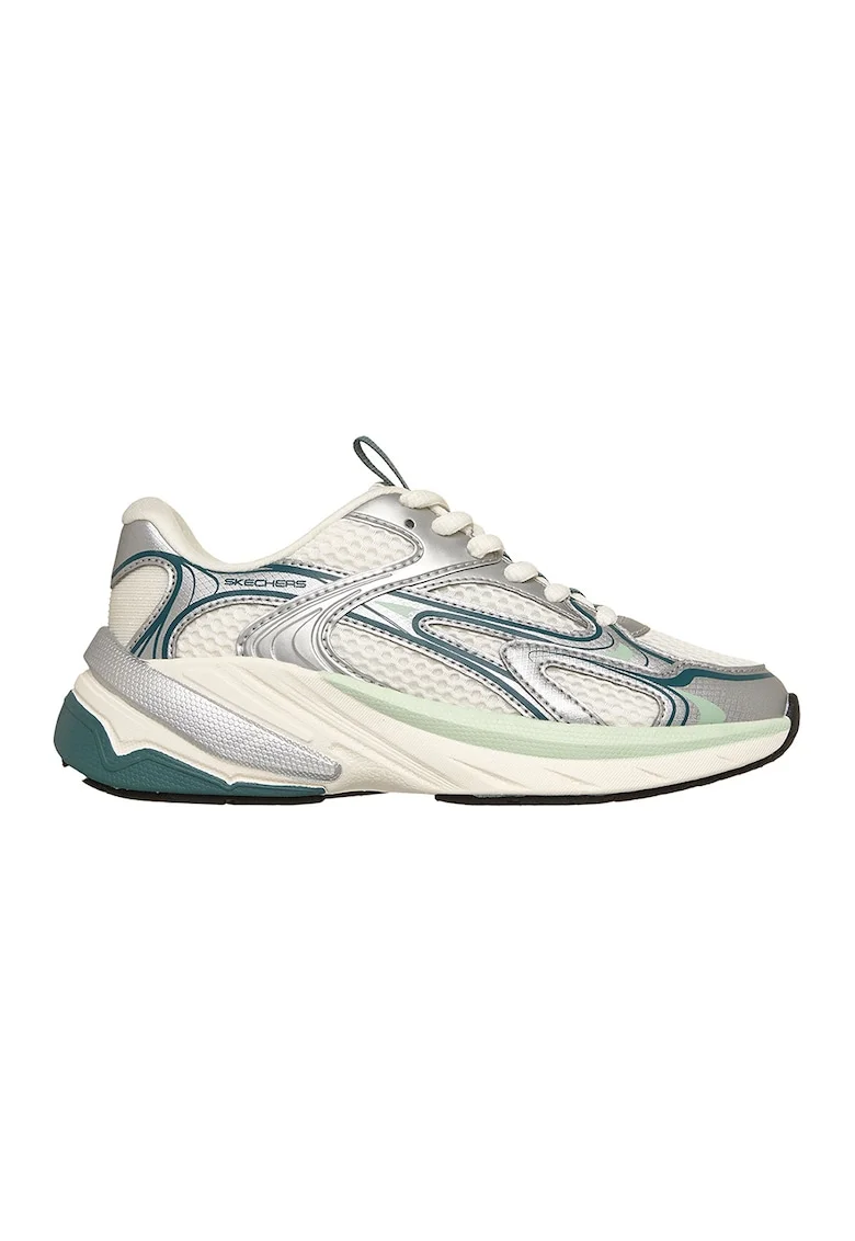 Pantofi sport S2K cu garnituri de plasa si sintetice, Verde pal/Verde englez/Alb murdar/Argintiu