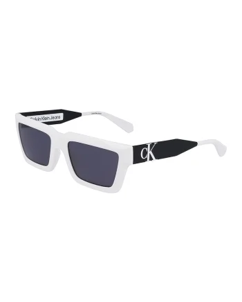 Ochelari de soare dreptunghiulari unisex, Alb/Negru