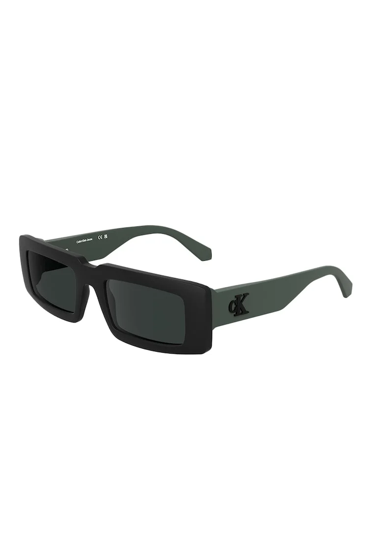 Ochelari de soare unisex dreptunghiulari, Negru/Gri