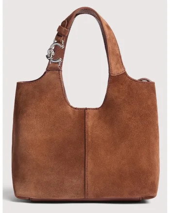 Geanta hobo de piele intoarsa C-Easy, Caramel