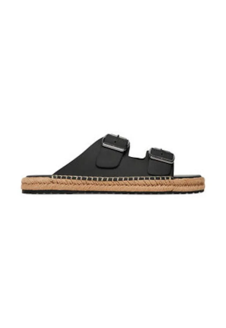 Papuci barbati,  piele naturala, negru