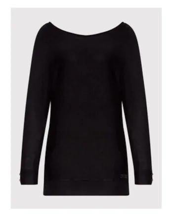 Pulover elegant cu decolteu barcuta, Negru